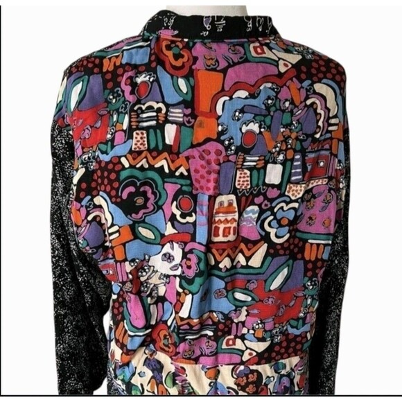 Platinum By Dorothy Schoelen Vintage 80s Abstract Funky Blazer Jacket Women SZ M - Picture 5 of 16